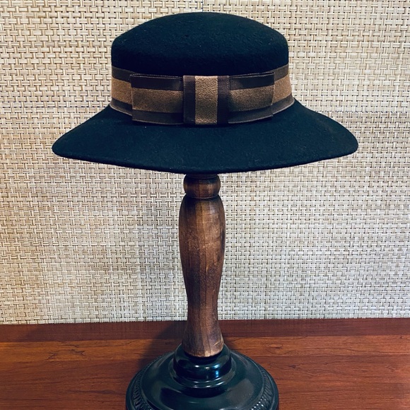 🌟HP🌟ANTQ 1920s Black Wool Wide Brim Hat - Picture 2 of 11